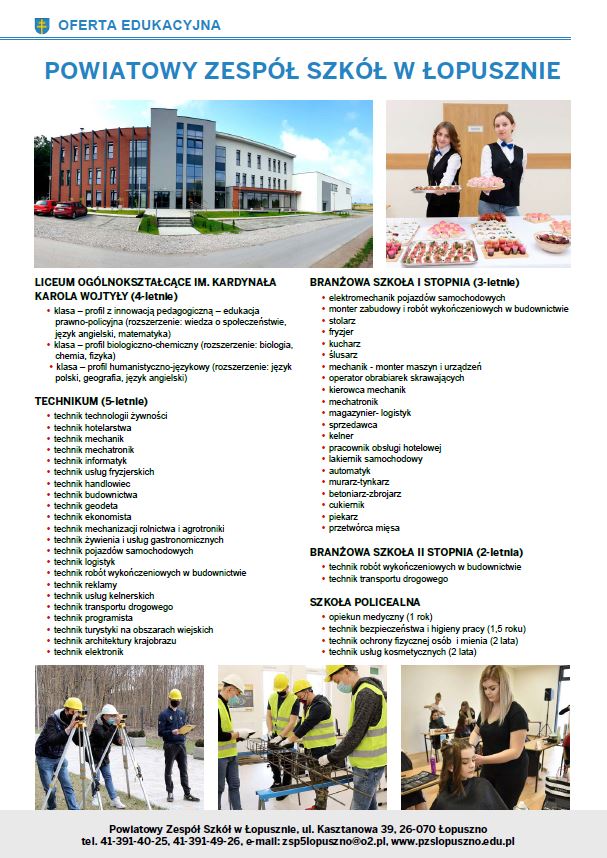 oferta edukacyjna PZS w Łopusznie